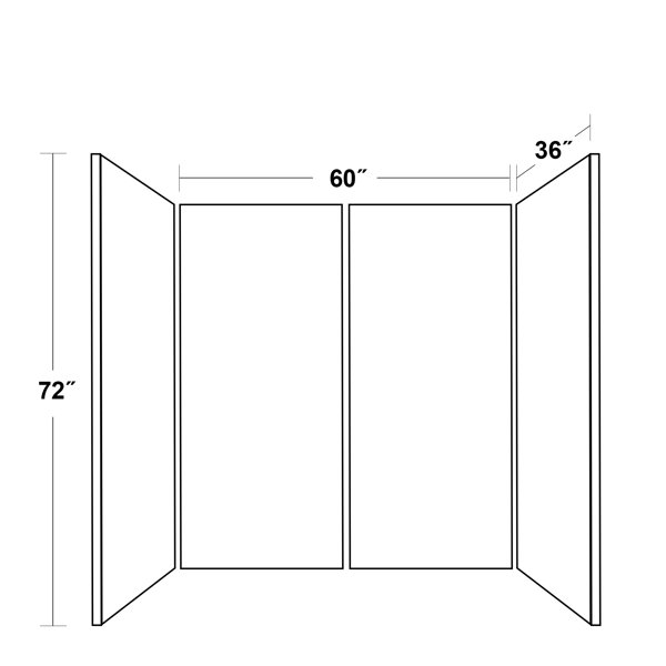 Mermaid Bath and Shower Walls 72" H x 36" D Four Panel Shower Wall